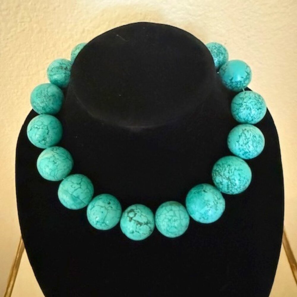 vintage turquoise chuncky necklace with 925